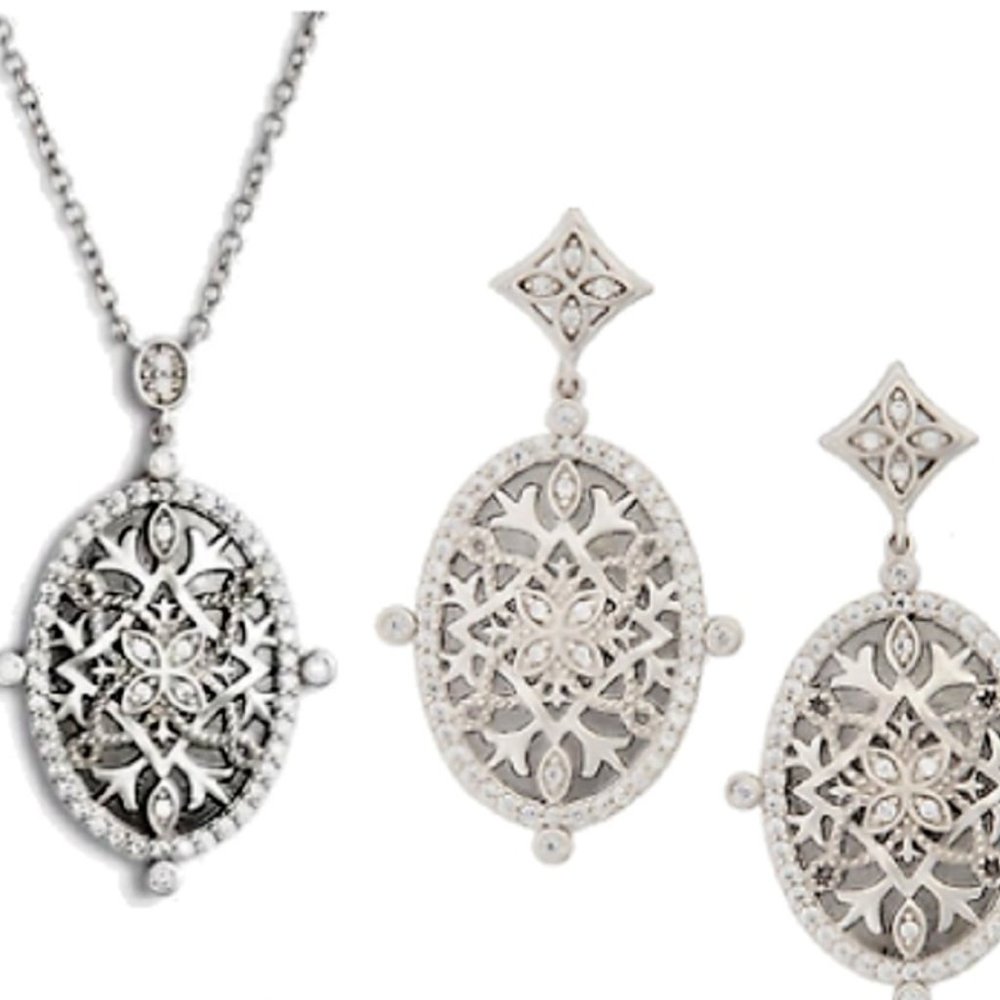 Freida Rothman Rhodium Plated Sterling Silver Set - Picture 2 of 11